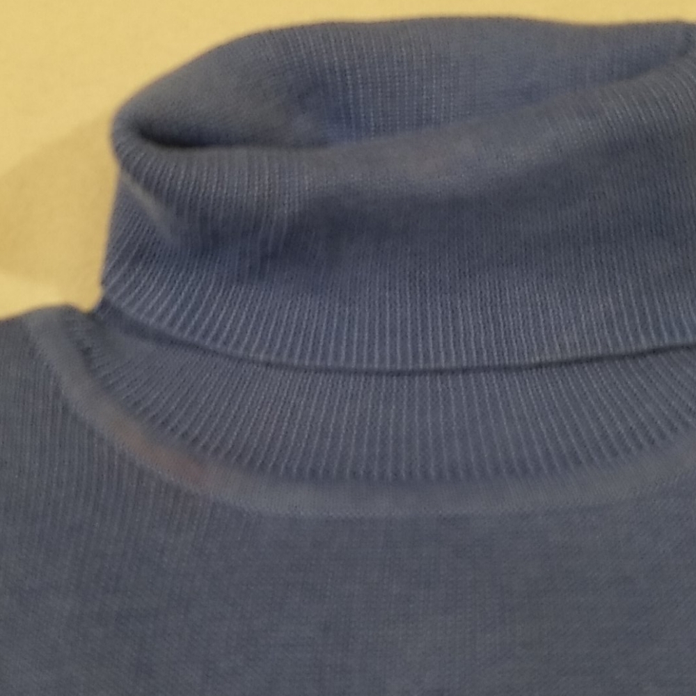 BLUE SLEEVELESS RIBBED COTTON TURTLENECK SIZE L - Picture 4 of 10